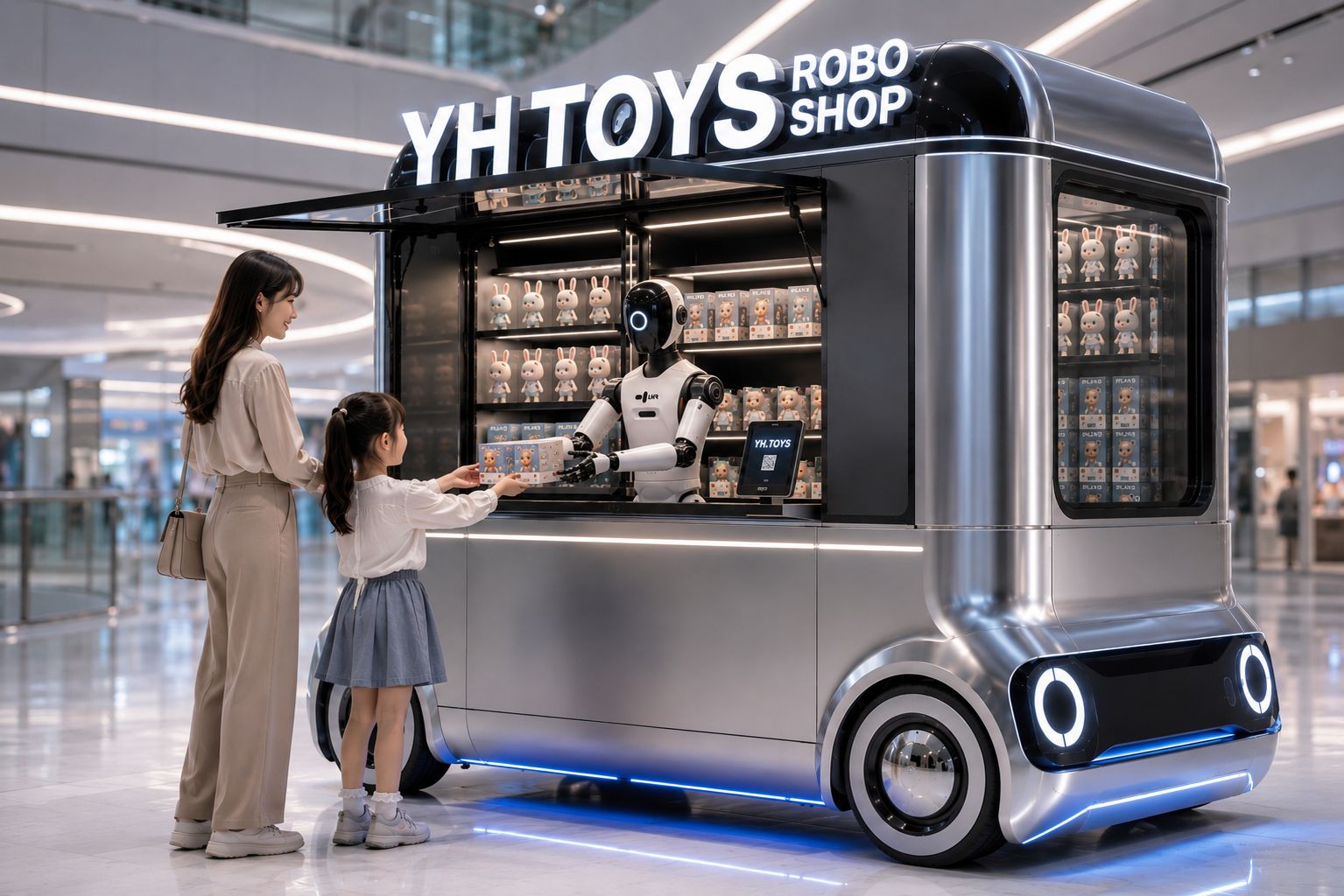 Robot retail shop in a shopping mall