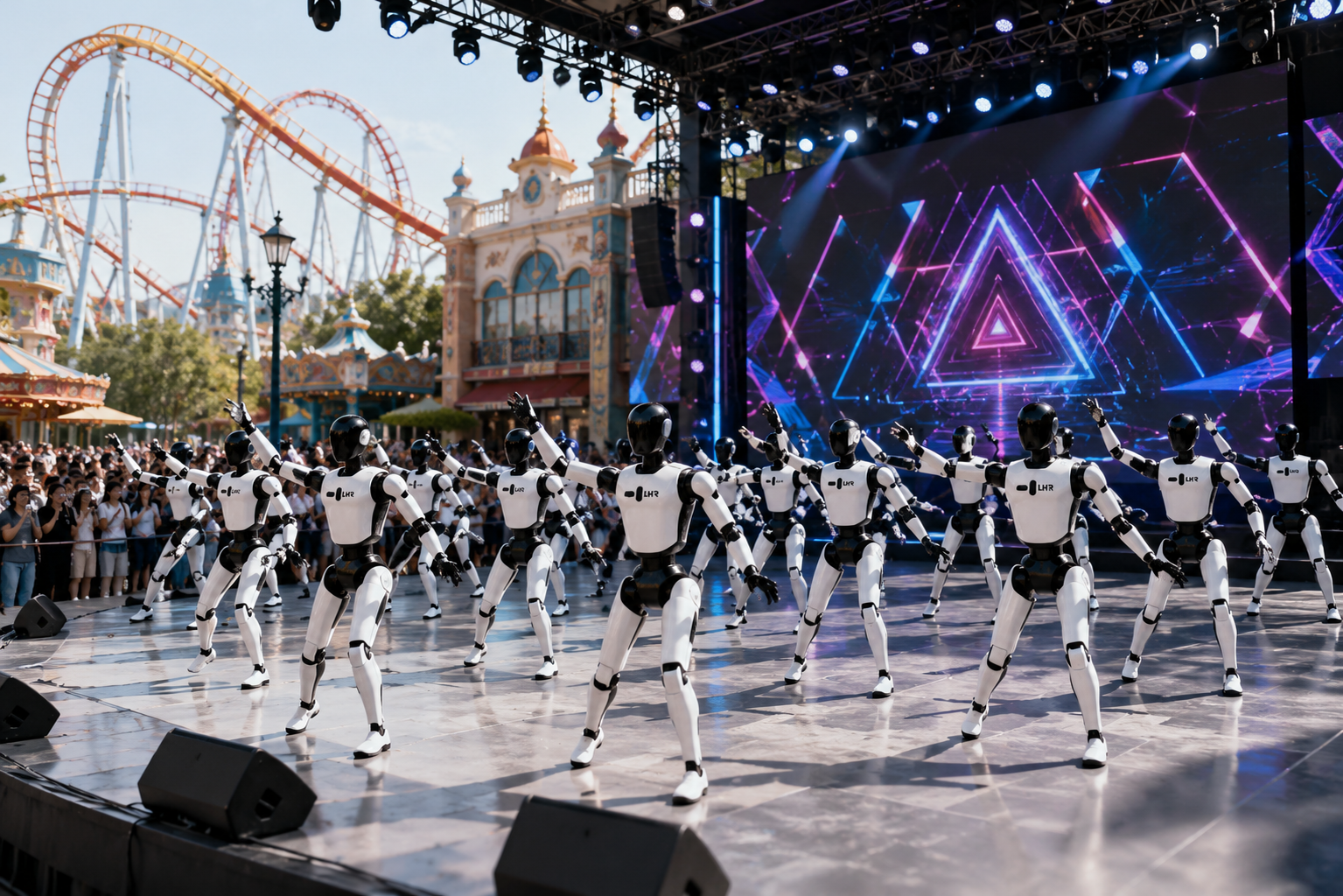 Robot performance in a theme park