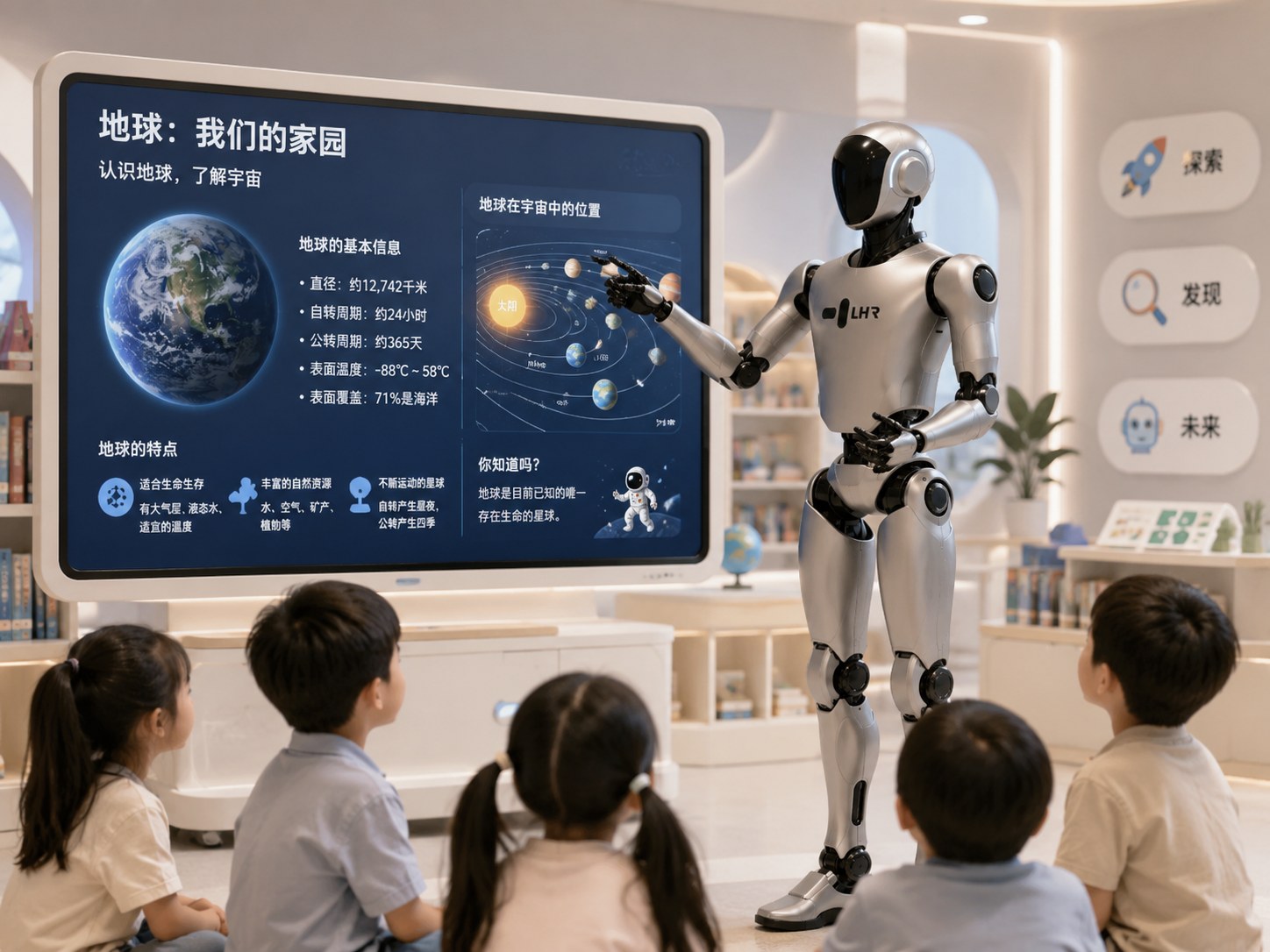 Humanoid robot education scene